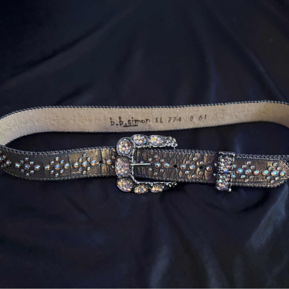B.B. Simon Silver Studded Black Belt
